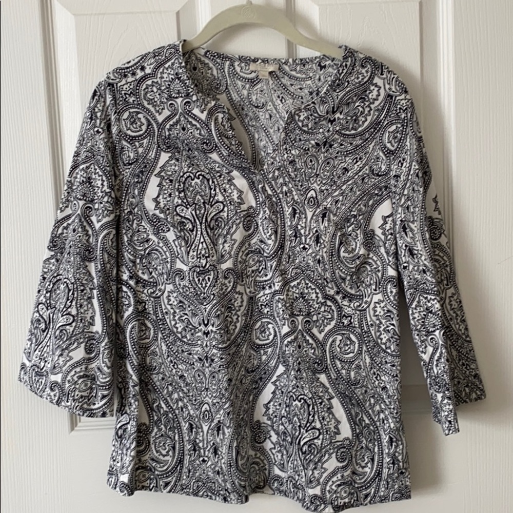 Talbots Petite Small Top paisley print